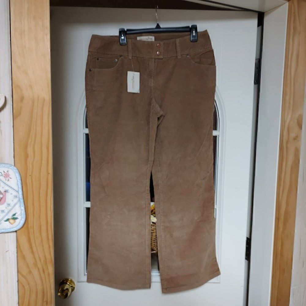 New London Jean Chino Stretch Marisa Fit Light Brown Corduroy Women's 14 Short